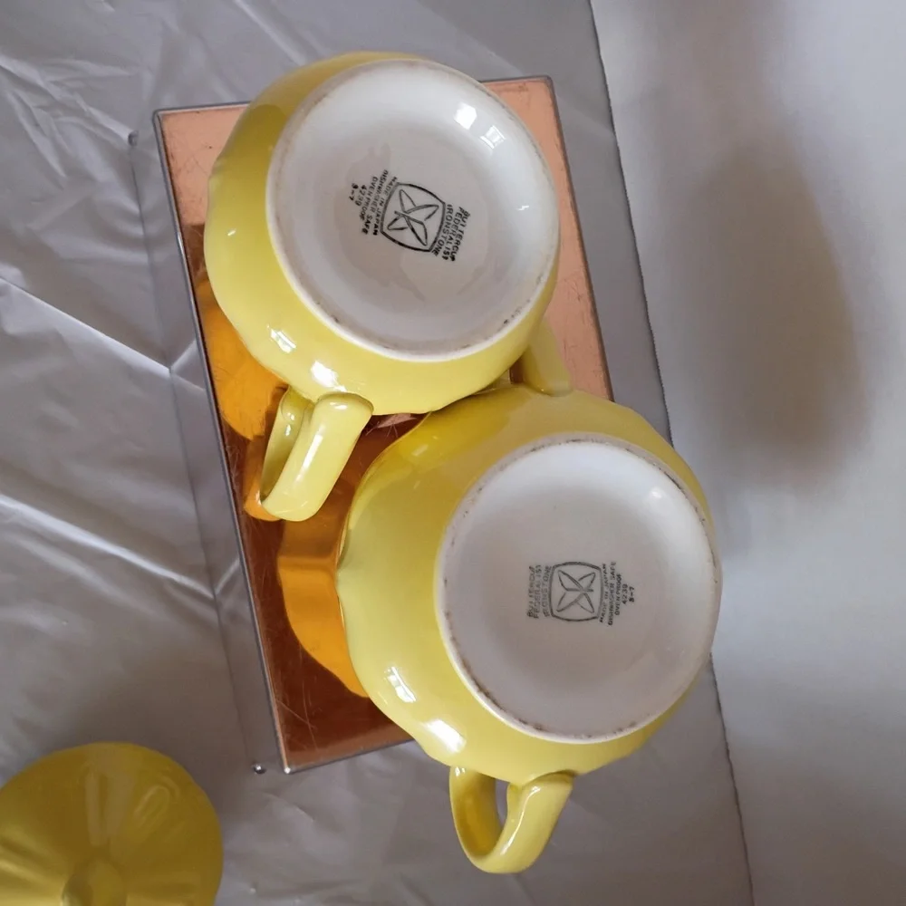 Vintage Yellow Creamer Sugar Bowl Set Bu-Tiers Federalist Ironstone